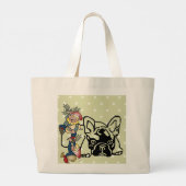 Französische Bulldoggen Weihnachten French Bulldog Jumbo Stoffbeutel (Rückseite)