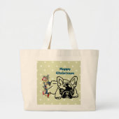 Französische Bulldoggen Weihnachten French Bulldog Jumbo Stoffbeutel (Vorne)