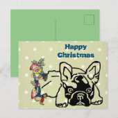 Französische Bulldoggen Weihnachten French Bulldog Postkarte (Vorne/Hinten)