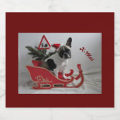 Französische Bulldoggen Weihnachten Sparkling Wine Schaumweinetikett (Einzelnes Label)