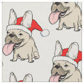 Französische Bulldoggen-Weihnachtsmuster Stoff (Nahaufnahme)