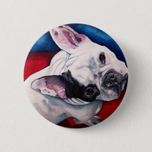 Französische Bulldoggen-Weiß mit Flecken Button