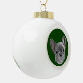 Französische Bulldoggen-Welpe Keramik Kugel-Ornament (Links)