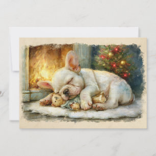 Französische Bulldoggen-Welpe schläft Weihnachten