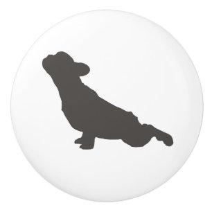 Französische Bulldoggen-Yoga-Pose Keramikknauf
