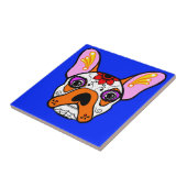 Französische Bulldoggen-Zuckerschädel Fliese (Seite)