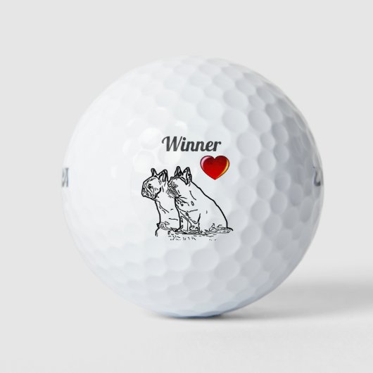 französische Bulldoggen zwei Freunde Golfball (Vorderseite)