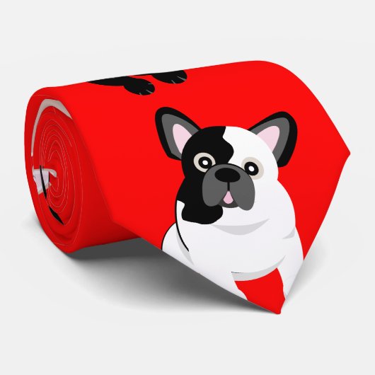 Französische Bulldoggenfrenchies-Weihnachtsrot Krawatte (Gerollt)