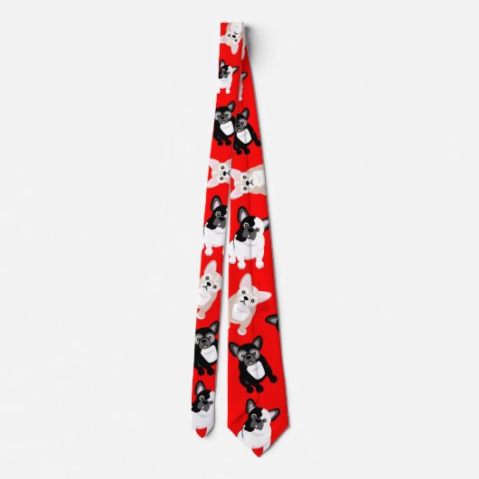 Französische Bulldoggenfrenchies-Weihnachtsrot Krawatte (Rückseite)