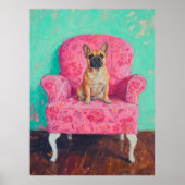 Französische Bulldogin Art Poster Mauer Pinselstri (Vorne)