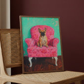 Französische Bulldogin Art Poster Mauer Pinselstri