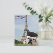 Französische Bulldogin-Postkarte in Paris Postkarte (Stehend Vorderseite)