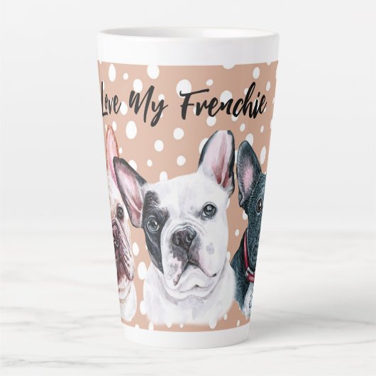 Französische Bulldogs Aquarell Latte Tasse (Vorderseite)