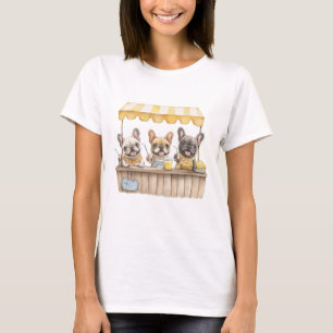 Französische Bulldogs auf einem Limonade-Stand T-Shirt