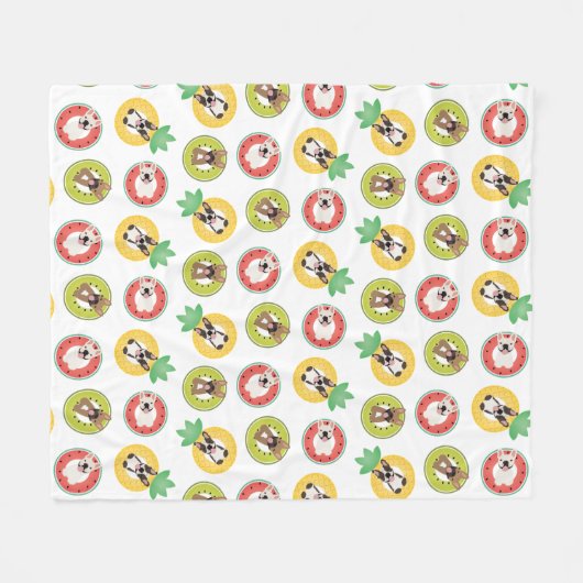 Französische Bulldogs in Fruit Pool Floating Muste Fleecedecke (Vorderseite (Horizontal))