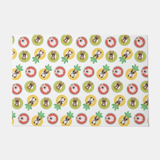Französische Bulldogs in Fruit Pool Floating Muste Fußmatte (Vorderseite)