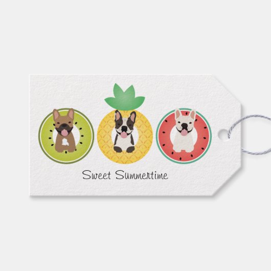 Französische Bulldogs in Fruit Pool Floating Muste Geschenkanhänger (Vorderseite (Horizontal))