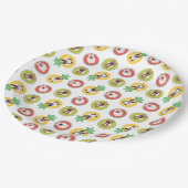 Französische Bulldogs in Fruit Pool Floating Muste Pappteller (Schrägansicht)