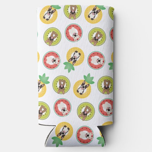 Französische Bulldogs in Fruit Pool Floating Muste Selters Dosenkühler (Rückseite)