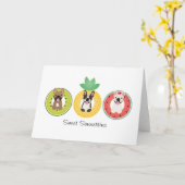 Französische Bulldogs in Fruit Pool Floats Karte (Gelbe Blume)