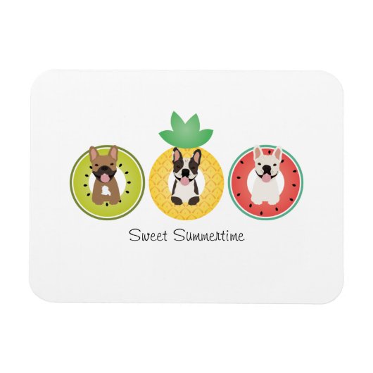 Französische Bulldogs in Fruit Pool Floats Magnet (Horizontal)