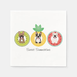 Französische Bulldogs in Fruit Pool Floats Serviette