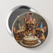 Französische Bulldogs Party Hats Button (Vorne & Hinten)