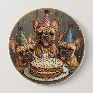 Französische Bulldogs Party Hats Button