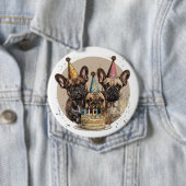 Französische Bulldogs Party Hats Button (Beispiel)