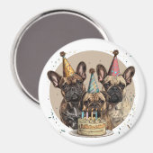 Französische Bulldogs Party Hats Magnet (Vorderseite/Rückseite)
