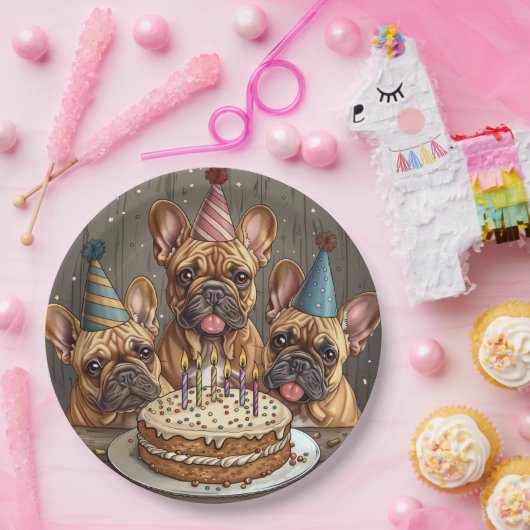 Französische Bulldogs Party Hats Pappteller (Party)