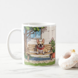 Französische Bulldogs Pastell mit Blume Kaffeetasse