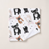 Französische Bulldogs und Polka Dots Niedliche Fra Badhandtuch Set (Waschlappen)