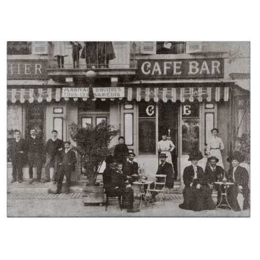 Französische Café-Bar-Straßenszene Schneidebrett (Vorderseite)