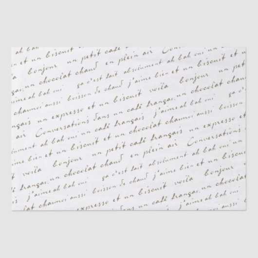 Französische Café-Konversationen Sepia Worte und P Seidenpapier (Vorderseite)