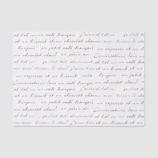 Französische Café-Konversationen Sepia Worte und P Seidenpapier (Vorderseite)