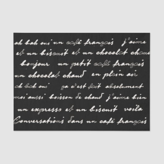 Französische Café-Konversationen Weiße Wörter und Seidenpapier (Vorderseite)