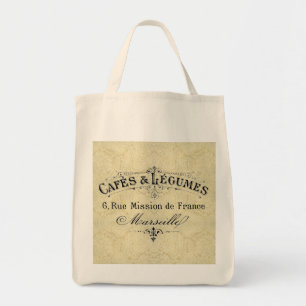 Französische Cafes & Gemüse Einkaufstasche