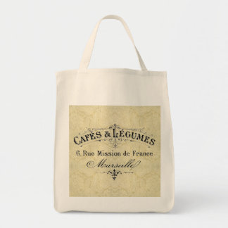 Französische Cafes & Gemüse Einkaufstasche