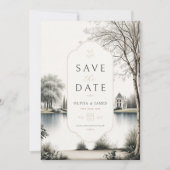 Französische Château-Geheimgarten-Hochzeit Save The Date (Vorderseite)