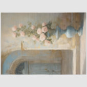 Französische Chateau Rose Blauer rosa Blumengarten Seidenpapier (Vorderseite)