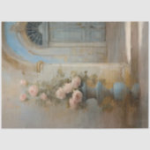 Französische Chateau Rose Courtyard Blue Pink Flor Seidenpapier (Vorderseite)