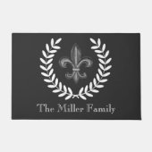 Französische Chateau-Silber-Lilie u. weiße Lorbeer Fußmatte (Vorderseite)