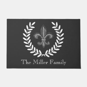 Französische Chateau-Silber-Lilie u. weiße Lorbeer Fußmatte