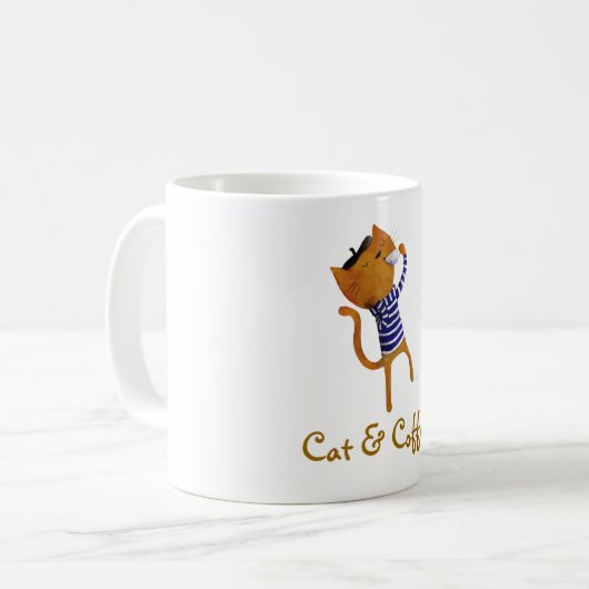 Französische Coole Katze Kaffeetasse (Vorderseite Links)