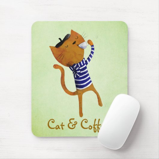 Französische coole Katze Mousepad (Mit Mouse)