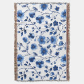 Französische Cottagecore Blaue Blumenmuster Tasche Decke (Vorderseite Vertikal)
