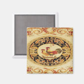 Französische Country Design-Rooster & Hen Kühlschr Magnet (Vorderseite/Rückseite)