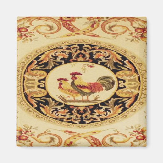 Französische Country Design-Rooster & Hen Kühlschr Magnet (Vorne)