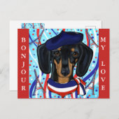 Französische Dackel Feiertagspostkarte (Vorne/Hinten)